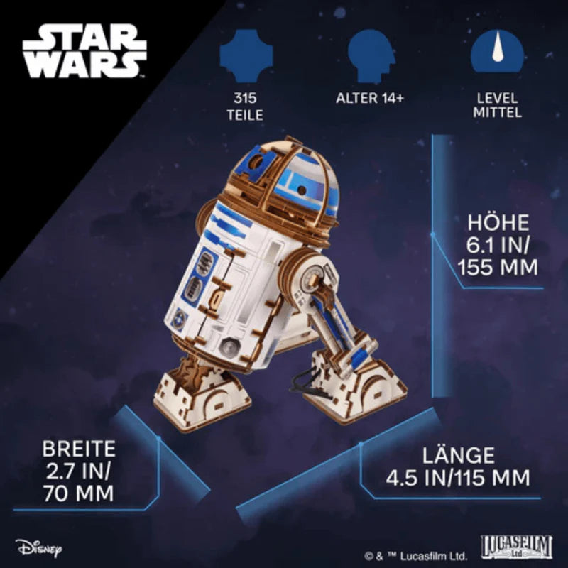 R2-D2 Holz 3D-Bausatz mechanisches Modell aufgebaut