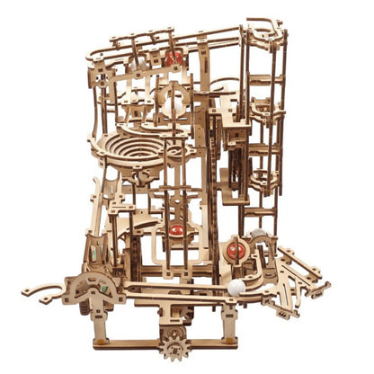 3D Holzpuzzle Murmelbahn mit dreistufigem Hebemechanismus