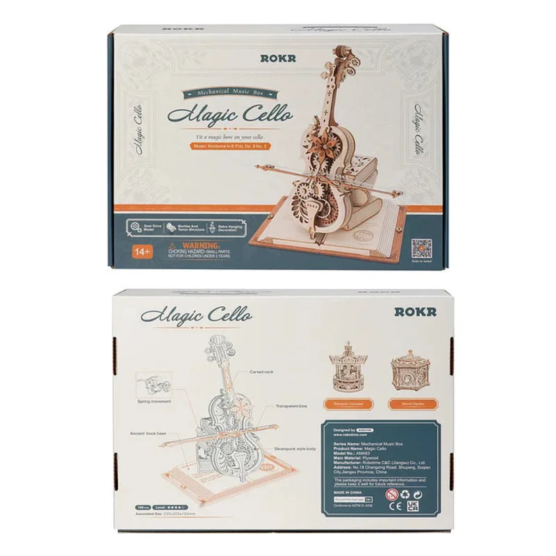 ROKR 3D Holzpuzzle Cello – Musikalischer Holzbausatz mit Klang (199 Teile)