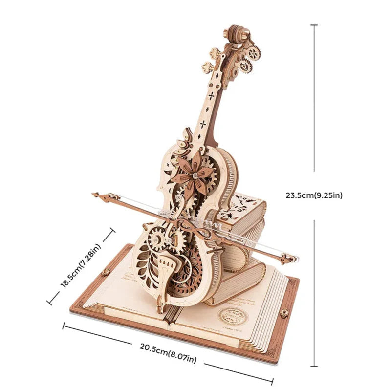 Detailaufnahme des 3D Holz-Cello Modells mit Saiten und Mechanik