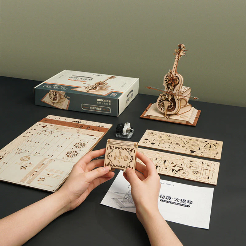 ROKR 3D Holzpuzzle Cello – Musikalischer Holzbausatz mit Klang (199 Teile)
