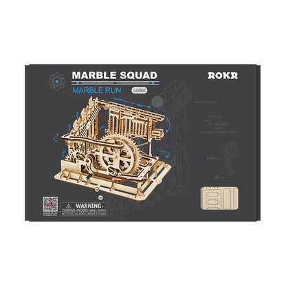 Holzbausatz Murmelbahn mit Handkurbel als 3D Puzzle von ROKR