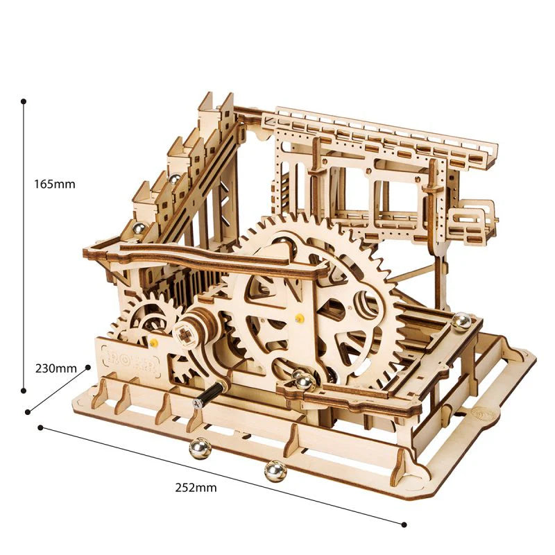 Holzbaukasten Murmelbahn als 3D Holzpuzzle mit Zahnrädern – ROKR
