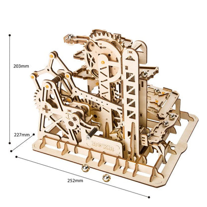 3D Holzpuzzle Holzbaukasten Murmelbahn als dekoratives Modell