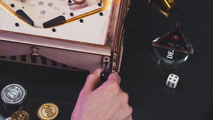 ROKR 3D-Pinball Holzbausatz – Retro Flipper selber bauen mit LED & 482 Teilen